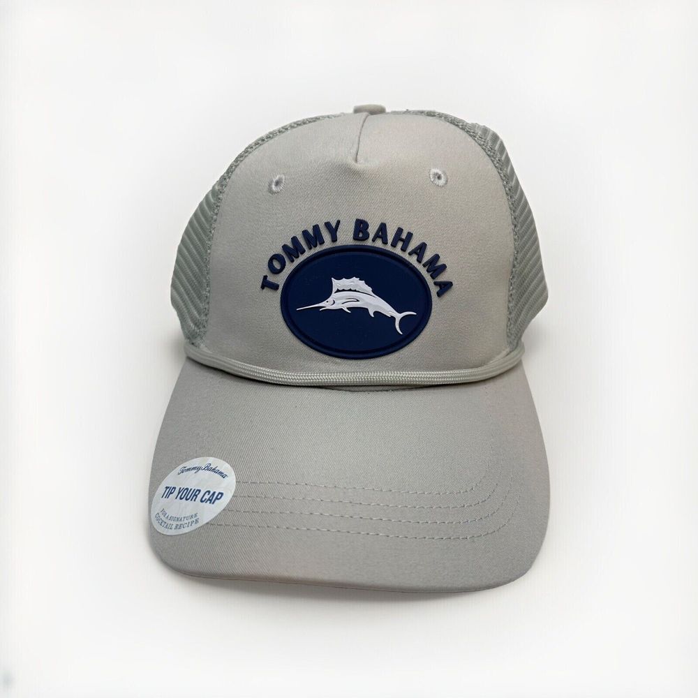Tommy Bahama Baseball Cap Trucker Hat‎ Marlin Snap Back Adjustable Gray Fishing